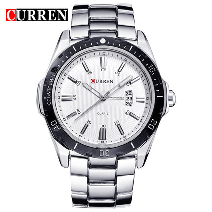 Men's Watches, Stainless Steel Analog Watch for Men Male Waterproof Calendar Quartz wristwatches