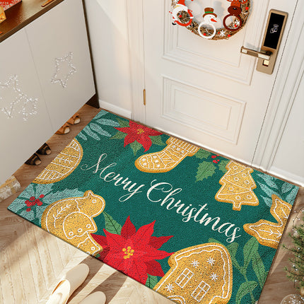 Christmas pattern floor mats, santa claus door mat indoor door mats entryway rug - scraping mud scuffing front door mat