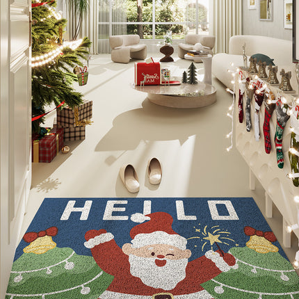 Christmas pattern floor mats, santa claus door mat indoor door mats entryway rug - scraping mud scuffing front door mat