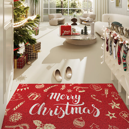 Christmas pattern floor mats, santa claus door mat indoor door mats entryway rug - scraping mud scuffing front door mat