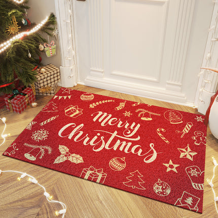 Christmas pattern floor mats, santa claus door mat indoor door mats entryway rug - scraping mud scuffing front door mat