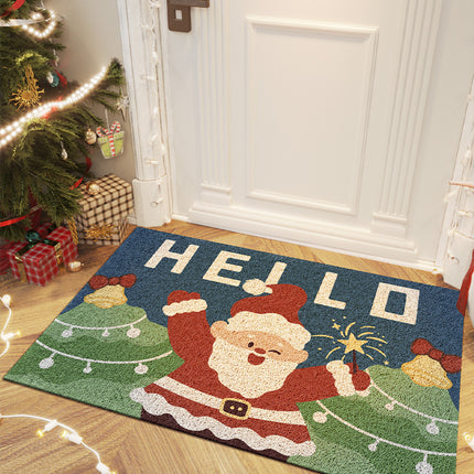 Christmas pattern floor mats, santa claus door mat indoor door mats entryway rug - scraping mud scuffing front door mat