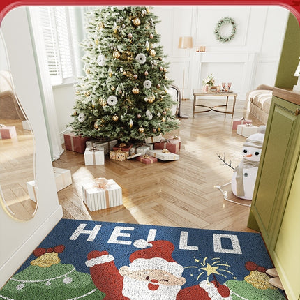 Christmas pattern floor mats, santa claus door mat indoor door mats entryway rug - scraping mud scuffing front door mat