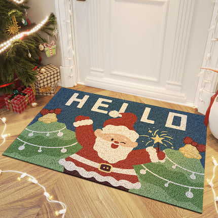 Christmas pattern floor mats, santa claus door mat indoor door mats entryway rug - scraping mud scuffing front door mat