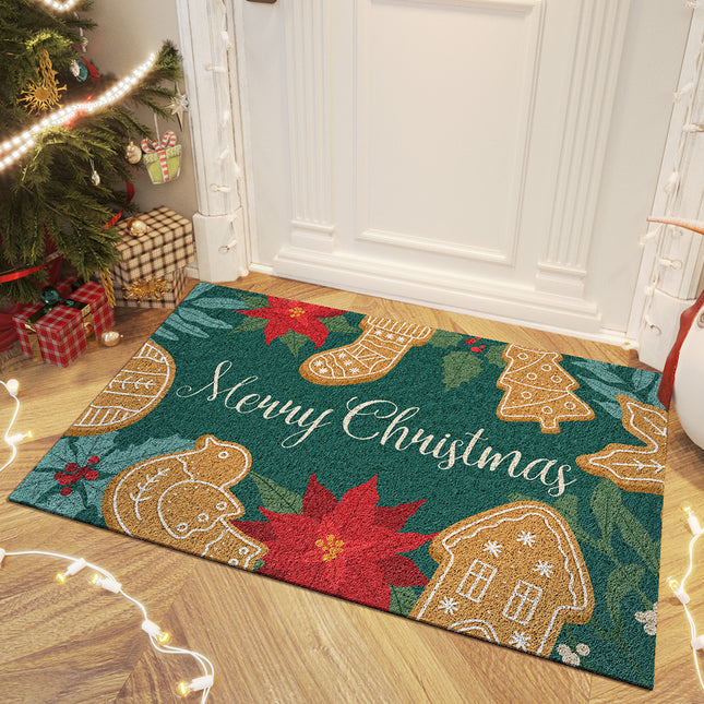 Christmas pattern floor mats, santa claus door mat indoor door mats entryway rug - scraping mud scuffing front door mat