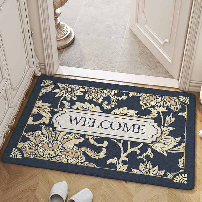 Welcome mat for front door vintage style floor mats, non-slip doormat water-absorbent dirt-resistant indoor door mats for entryway