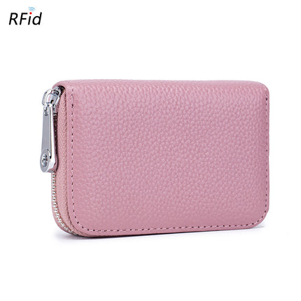 Card Bag Organ Zipper, Men's Cowhide RFID Barrier Leather Credit Card Holder Anti-theft Swipe Magnetic, Credit Card Holder Women's