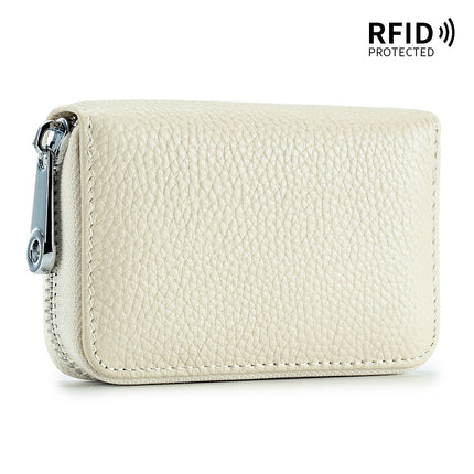 Card Bag Organ Zipper, Men's Cowhide RFID Barrier Leather Credit Card Holder Anti-theft Swipe Magnetic, Credit Card Holder Women's