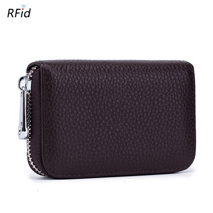 Card Bag Organ Zipper, Men's Cowhide RFID Barrier Leather Credit Card Holder Anti-theft Swipe Magnetic, Credit Card Holder Women's