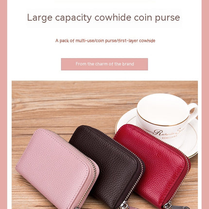 Card Bag Organ Zipper, Men's Cowhide RFID Barrier Leather Credit Card Holder Anti-theft Swipe Magnetic, Credit Card Holder Women's