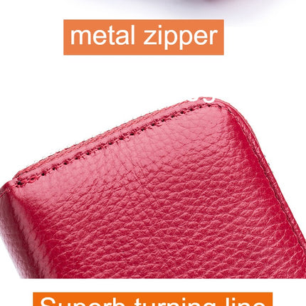 Card Bag Organ Zipper, Men's Cowhide RFID Barrier Leather Credit Card Holder Anti-theft Swipe Magnetic, Credit Card Holder Women's