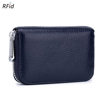 Card Bag Organ Zipper, Men's Cowhide RFID Barrier Leather Credit Card Holder Anti-theft Swipe Magnetic, Credit Card Holder Women's