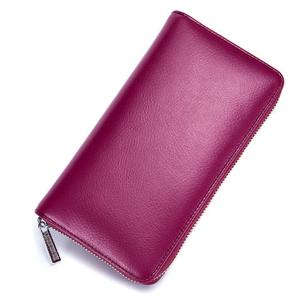 Leather Card Holder, Credit Card Holder, Long Zipper Wallet Passport Holder RFID Large Capacity Business Credit Card Holder