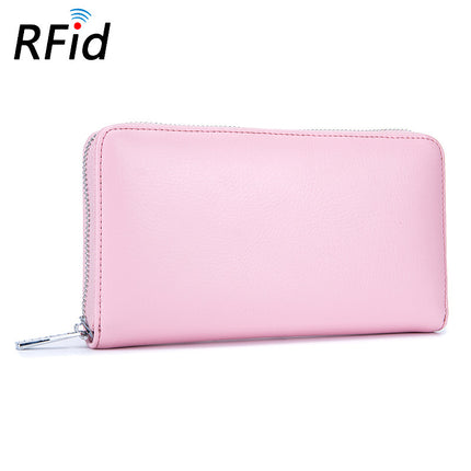 Leather Card Holder, Credit Card Holder, Long Zipper Wallet Passport Holder RFID Large Capacity Business Credit Card Holder