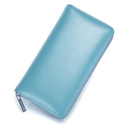 Leather Card Holder, Credit Card Holder, Long Zipper Wallet Passport Holder RFID Large Capacity Business Credit Card Holder