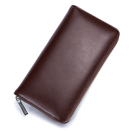 Leather Card Holder, Credit Card Holder, Long Zipper Wallet Passport Holder RFID Large Capacity Business Credit Card Holder