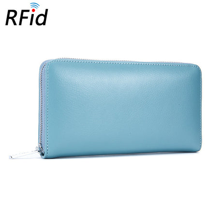 Leather Card Holder, Credit Card Holder, Long Zipper Wallet Passport Holder RFID Large Capacity Business Credit Card Holder