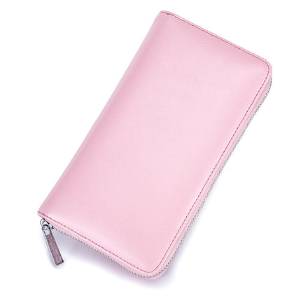 Leather Card Holder, Credit Card Holder, Long Zipper Wallet Passport Holder RFID Large Capacity Business Credit Card Holder