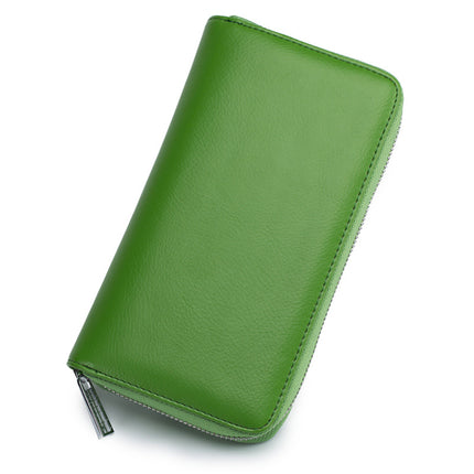 Leather Card Holder, Credit Card Holder, Long Zipper Wallet Passport Holder RFID Large Capacity Business Credit Card Holder