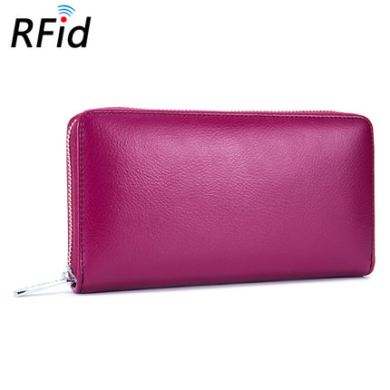 Leather Card Holder, Credit Card Holder, Long Zipper Wallet Passport Holder RFID Large Capacity Business Credit Card Holder