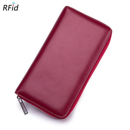 Leather Card Holder, Credit Card Holder, Long Zipper Wallet Passport Holder RFID Large Capacity Business Credit Card Holder