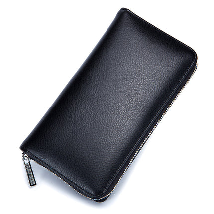 Leather Card Holder, Credit Card Holder, Long Zipper Wallet Passport Holder RFID Large Capacity Business Credit Card Holder