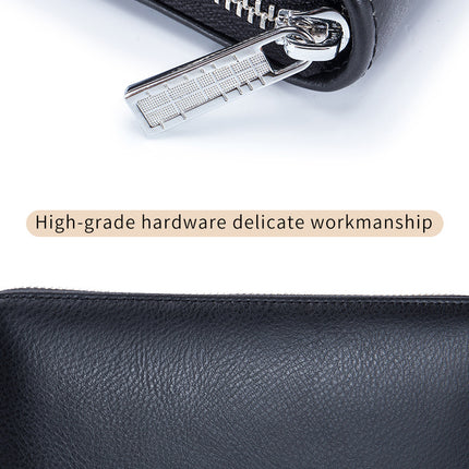 Leather Card Holder, Credit Card Holder, Long Zipper Wallet Passport Holder RFID Large Capacity Business Credit Card Holder