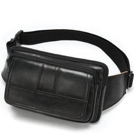 Genuine leather men's fanny pack, head layer cowhide outdoor shoulder crossbody chest bag, men's retro leather men's small bag