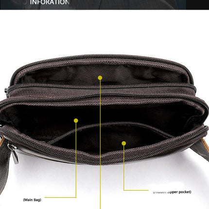 Genuine leather men's fanny pack, head layer cowhide outdoor shoulder crossbody chest bag, men's retro leather men's small bag