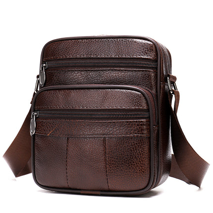 Men's Leather Satchel Male Vertical Head Layer Cowhide Shoulder Crossbody Bag, Messenger Bag For Men