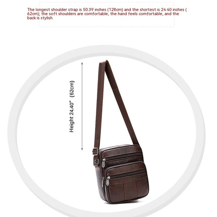 Men's Leather Satchel Male Vertical Head Layer Cowhide Shoulder Crossbody Bag, Messenger Bag For Men