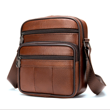 Men's Leather Satchel Male Vertical Head Layer Cowhide Shoulder Crossbody Bag, Messenger Bag For Men