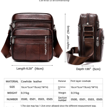 Men's Leather Satchel Male Vertical Head Layer Cowhide Shoulder Crossbody Bag, Messenger Bag For Men