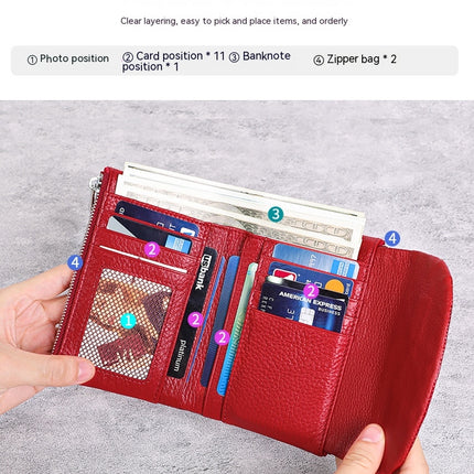 Small Wallet for Women Leather Womens Wallet Cute Compact Bifold Wallets Zipper Coin Purse