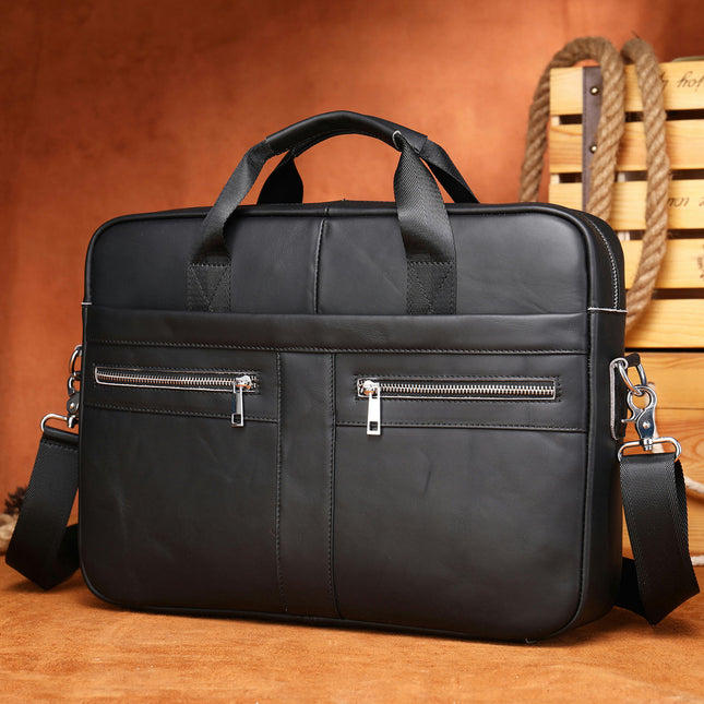 Men's Genuine Leather Briefcase Laptop Case Business Travel Work Shoulder Bag