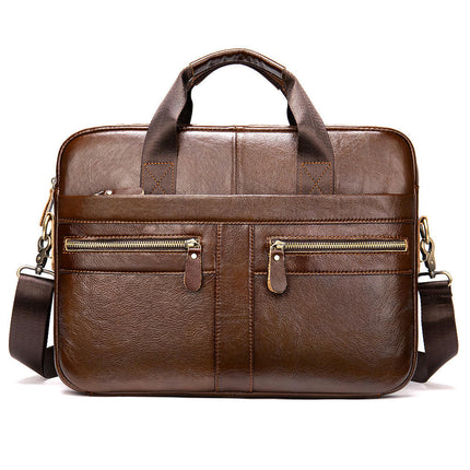 Vintage Genuine Leather Bag Laptop Messenger Bag Business Travel Crossbody Shoulder Bags for Men