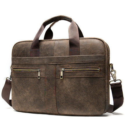 Vintage Genuine Leather Bag Laptop Messenger Bag Business Travel Crossbody Shoulder Bags for Men