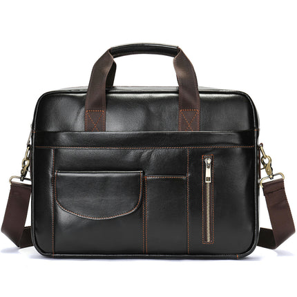 Vintage Genuine Leather Bag Laptop Messenger Bag Business Travel Crossbody Shoulder Bags for Men