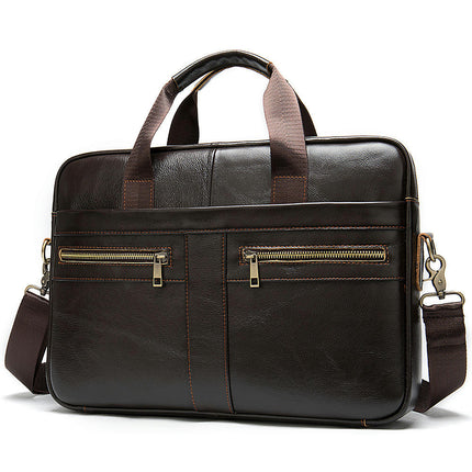 Vintage Genuine Leather Bag Laptop Messenger Bag Business Travel Crossbody Shoulder Bags for Men