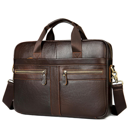 Vintage Genuine Leather Bag Laptop Messenger Bag Business Travel Crossbody Shoulder Bags for Men