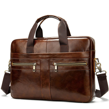 Vintage Genuine Leather Bag Laptop Messenger Bag Business Travel Crossbody Shoulder Bags for Men