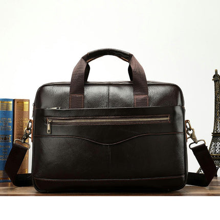 Vintage Genuine Leather Bag Laptop Messenger Bag Business Travel Crossbody Shoulder Bags for Men