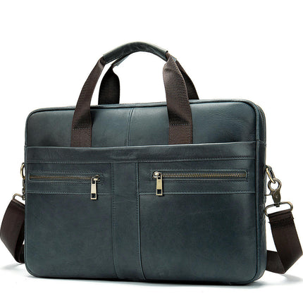 Vintage Genuine Leather Bag Laptop Messenger Bag Business Travel Crossbody Shoulder Bags for Men