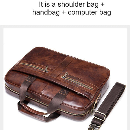 Vintage Genuine Leather Bag Laptop Messenger Bag Business Travel Crossbody Shoulder Bags for Men