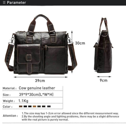 Men's Business Travel Briefcase Genuine Leather Messenger Bags large capacity Laptop Bag