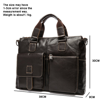 Men's Business Travel Briefcase Genuine Leather Messenger Bags large capacity Laptop Bag