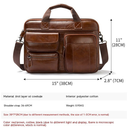 Men's Genuine Leather Men's Briefcase Handbag Large Capacity Computer Bag Shoulder Bag