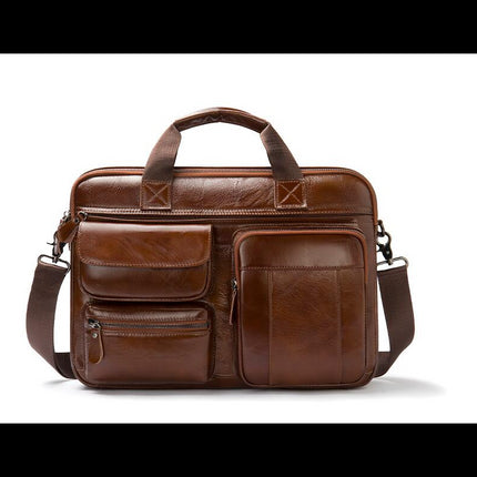 Men's Genuine Leather Men's Briefcase Handbag Large Capacity Computer Bag Shoulder Bag