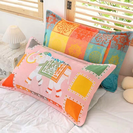 2PACK Combed Cotton Pillow Cases Standard/Queen Size Pillow Cases Cool Pillow Cases Woven Printed Pillow Cases Easy Care