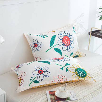 2 PACK Pillowcase Set, Long Staple Cotton Pillowcases Small Fresh Floral Cotton Pillowcases Single Twin Home Bedding